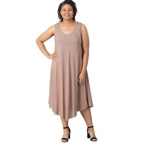 JOVIE Solid Khaki Sleeveless A-Line Dress (25.5" L X 42"W)  One Size Fits Most